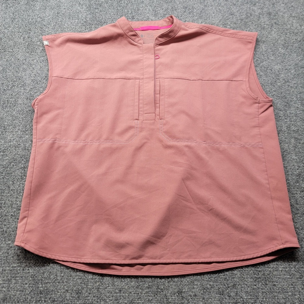 FIGS Technical Collection Sleeveless Scrub Top W22SW1013 Pink Large
